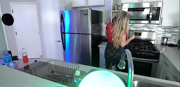  Ashley Fires grabs her stepsons big dick and shoves it down her throat